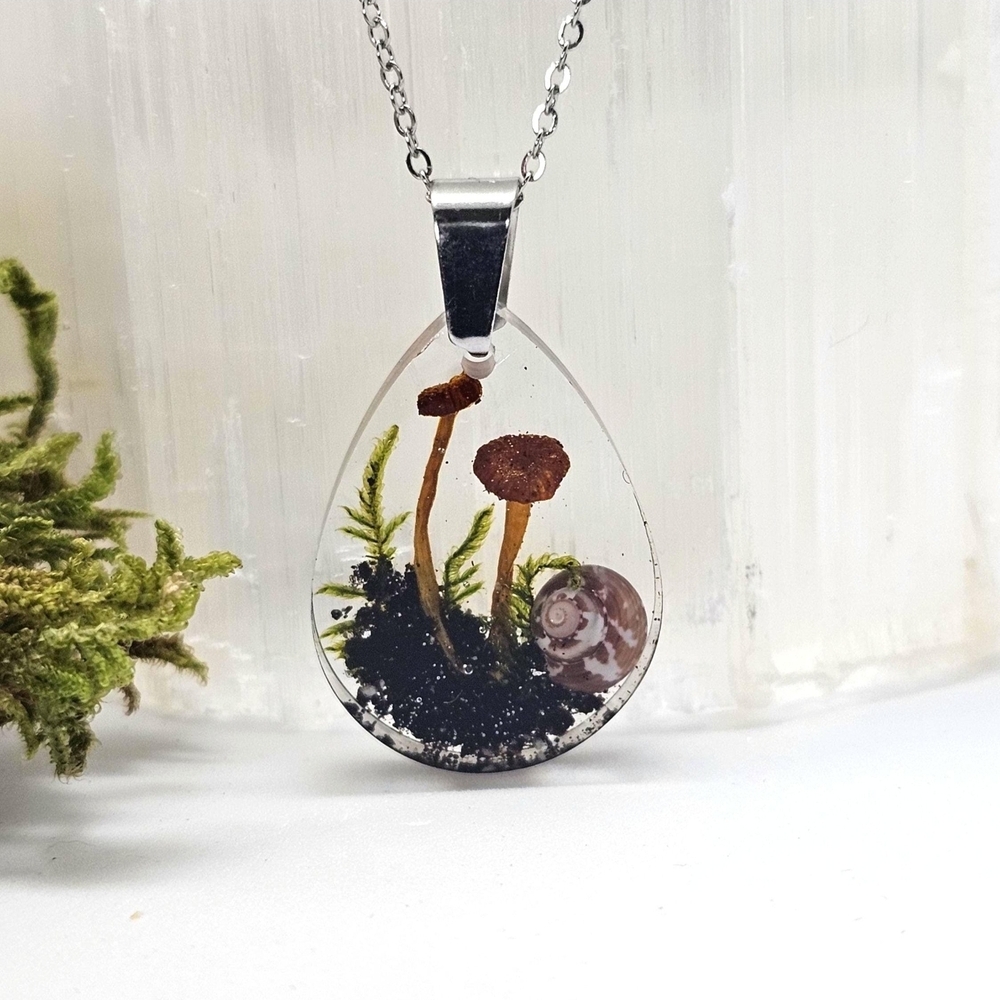 Handmare Mushroom Forest Pendant Necklace